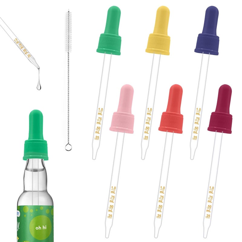 JAYOBGO Glass Dropper Pipettes Compatible with Sodastream Bubly Drops Flavors, Flavoring Dropper 1ML Pipette with Graduated Dropper for Sodastream Bubly Bottle, with Cleaning Brush(Colorful) - Image 1